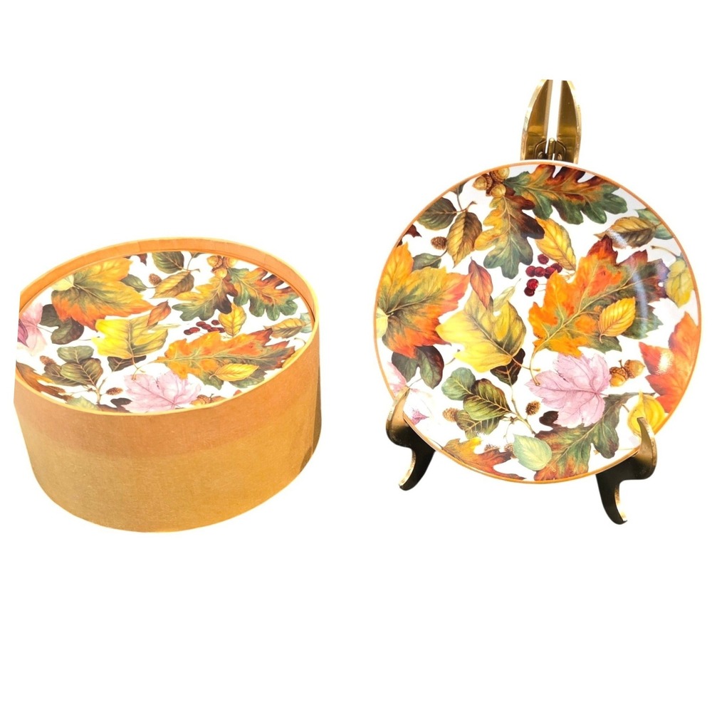 Autumn Leaf Plates Pamela Gladding Canape Plates‎ Santa Barbara Design Set of 6
